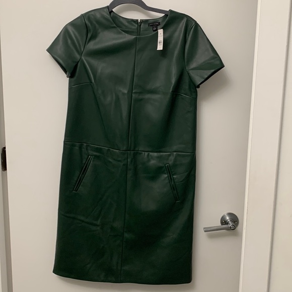 NEW!! Ann Taylor • Green Faux Leather Shift Dress • 2 - Picture 3 of 7
